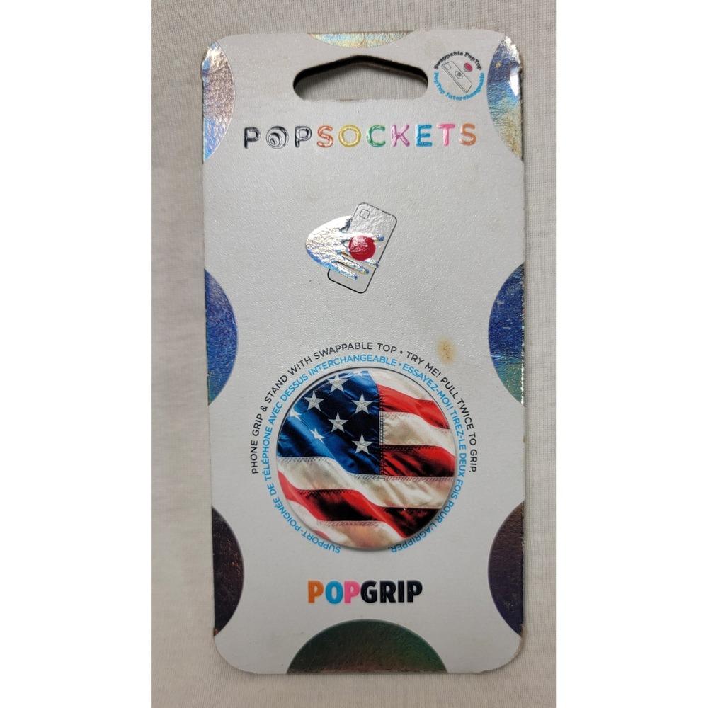 PopSockets PopGrip American Flag Swappable Top Phone Grip Stand USA Patriotic